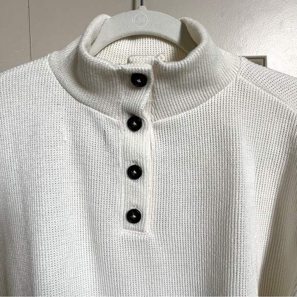 Madewell Mock Neck Button Back Top, Size M - Picture 3 of 8